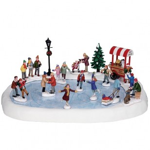 Village Skating Pond, Set of 18, Adaptor Included, Updated Version Village Skating Pond, Set of 18, Adaptor Included, Updated Version